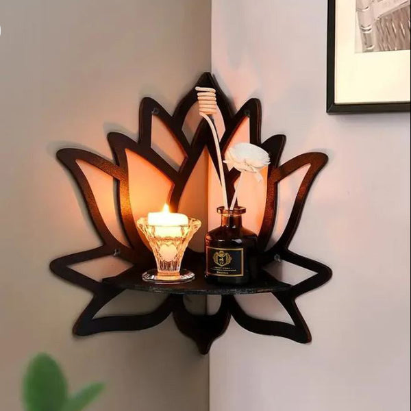 Zawari Creations – Lotus Wall Shelf | Modern Wooden Wall Decor Shelf