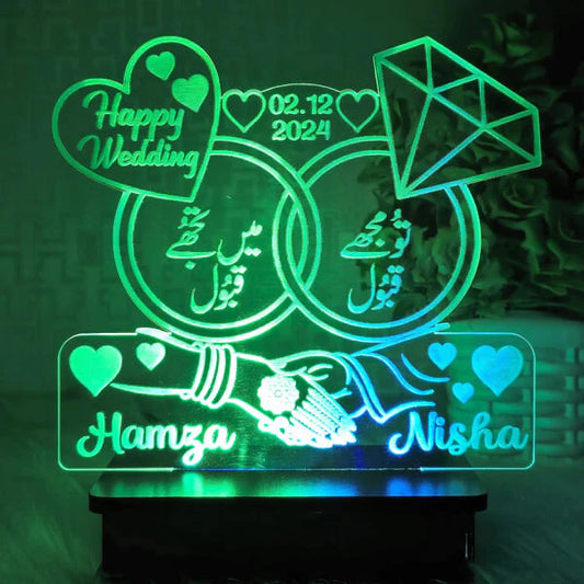 Zawari Creations – 3D Customized Illusion Lamp | “Tu Mujhe Qabool, Mai Tujhe Qabool"