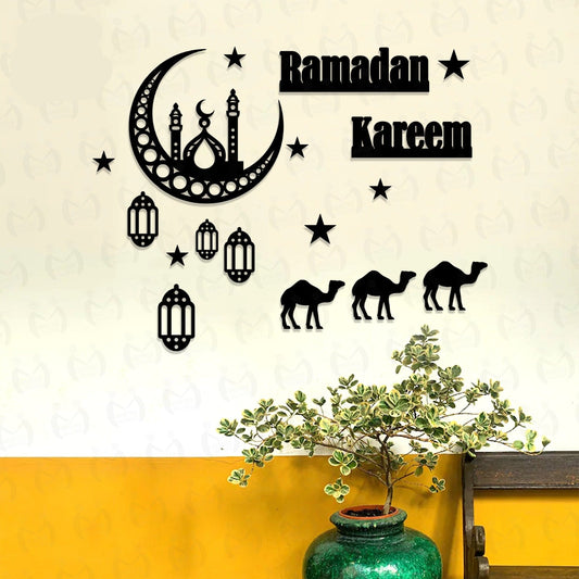 Zawari Creations – Lotus Shaped Wall Shelf | MDF Corner Wall Rack (Black/Brown)